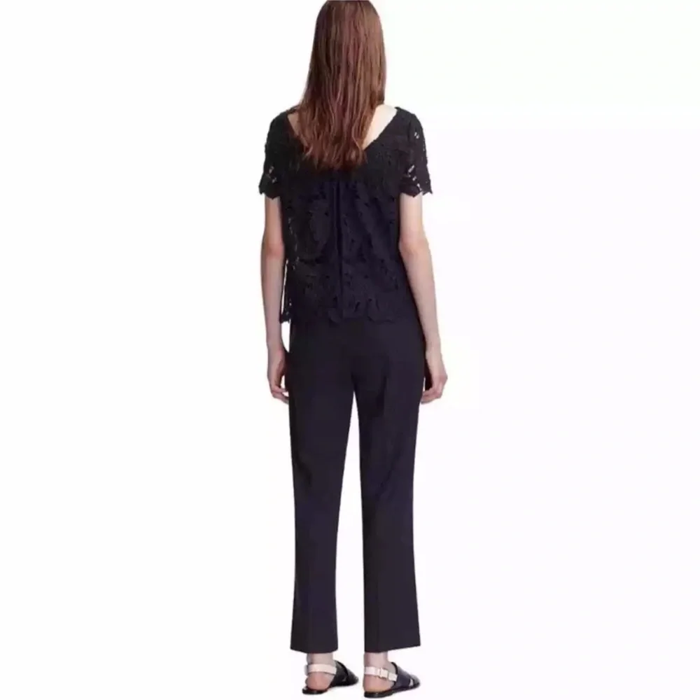 $500 TORY BURCH AVALON NAVY LACE OVERLAY WOOL BLEND PARTY ROMPER SIZE 0